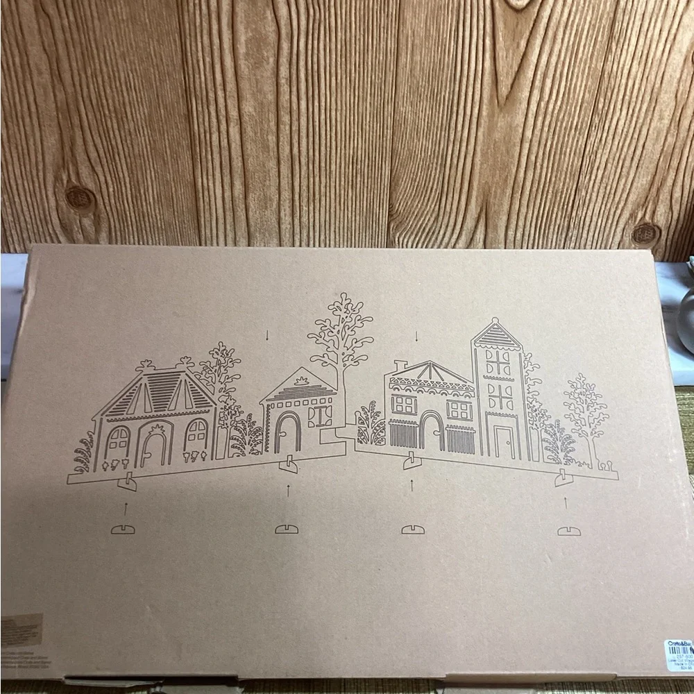 Crate&Barrel Brown Wood Village 2 piece Set